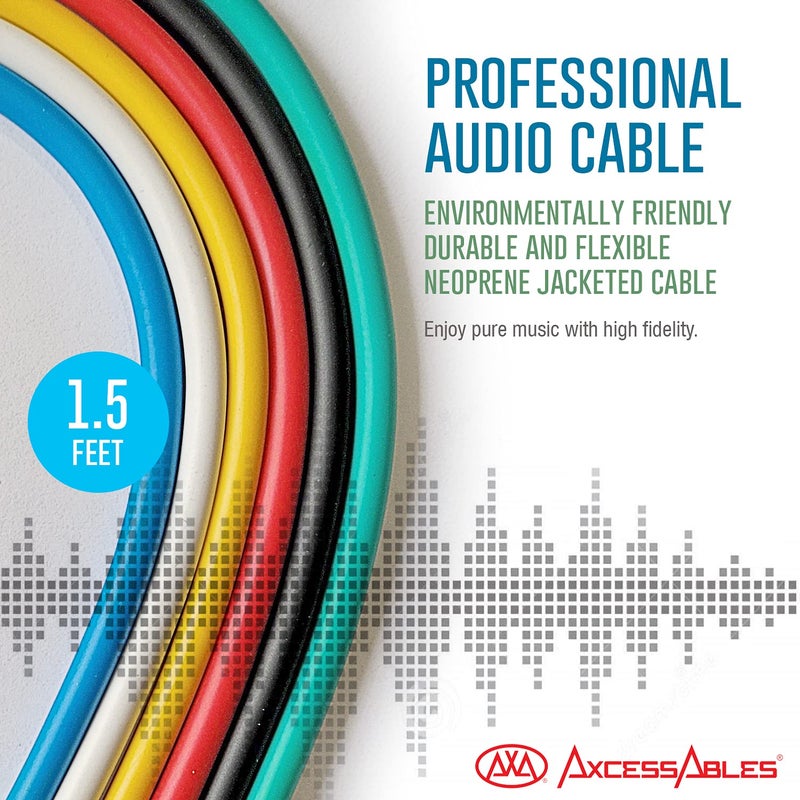 AXA AXCESSABLES AxcessAbles 1/8 (3.5mm) TRS to 1/8 (3.5mm) TRS Balanced Minijack Stereo Patch Cables| Headphone Jack|1/8 aux Cable Bundle| 3.5mm Stereo Aux Audio Cables Multi-Color 6-Pack (1.5ft) - Image 4